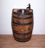 3/4 Whiskey Barrel Vanity- Copper Sink-Bronze Faucet-Stopper-Access Door - Aunt Molly's Barrel Products