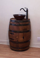 3/4 Whiskey Barrel Vanity Sink 19" Depth for Small Bathroom-Round Vessel Sink-Faucet-Stopper - Aunt Molly's Barrel Products