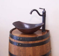 3/4 Whiskey Barrel Vessel Vanity Sink 19" Depth For Extra Small Powder Room-Sink-Faucet-Stopper - Aunt Molly's Barrel Products
