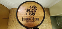 Buffalo Trace Laser Engraved Whiskey Barrel-Sanded and Finished - Aunt Molly's Barrel Products