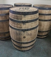 Buffalo Trace Whiskey Barrel Custom Lettered on Top and Front - Aunt Molly's Barrel Products