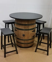 Whiskey Barrel Table Cabinet-36" Table Top-(4) Bar Stools - Aunt Molly's Barrel Products