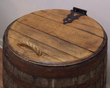 Whiskey Barrel Trash Can with Single Hinged Lid - Aunt Molly's Barrel Products