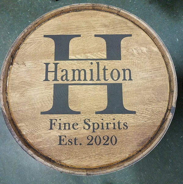 Whiskey Barrel with Your Personalization on Top or Front - Aunt Molly's Barrel Products