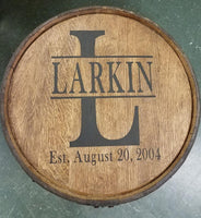 Whiskey Barrel with Your Personalization on Top or Front - Aunt Molly's Barrel Products